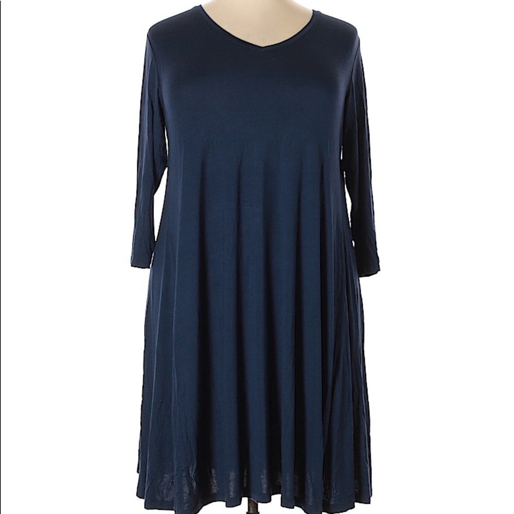 Navy V-neck Dress
